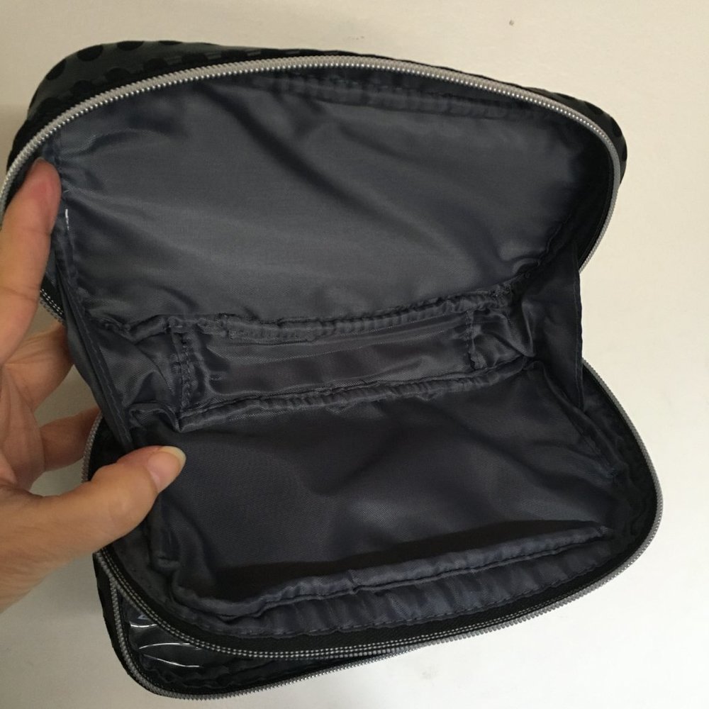 Faux Leather Double Zipper Closure Cosmetic Pouch Case - Rectangular - Picture 5 of 16